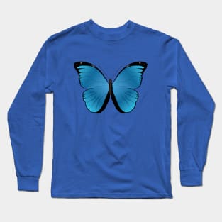 Morpho menelaus blue butterfly Long Sleeve T-Shirt